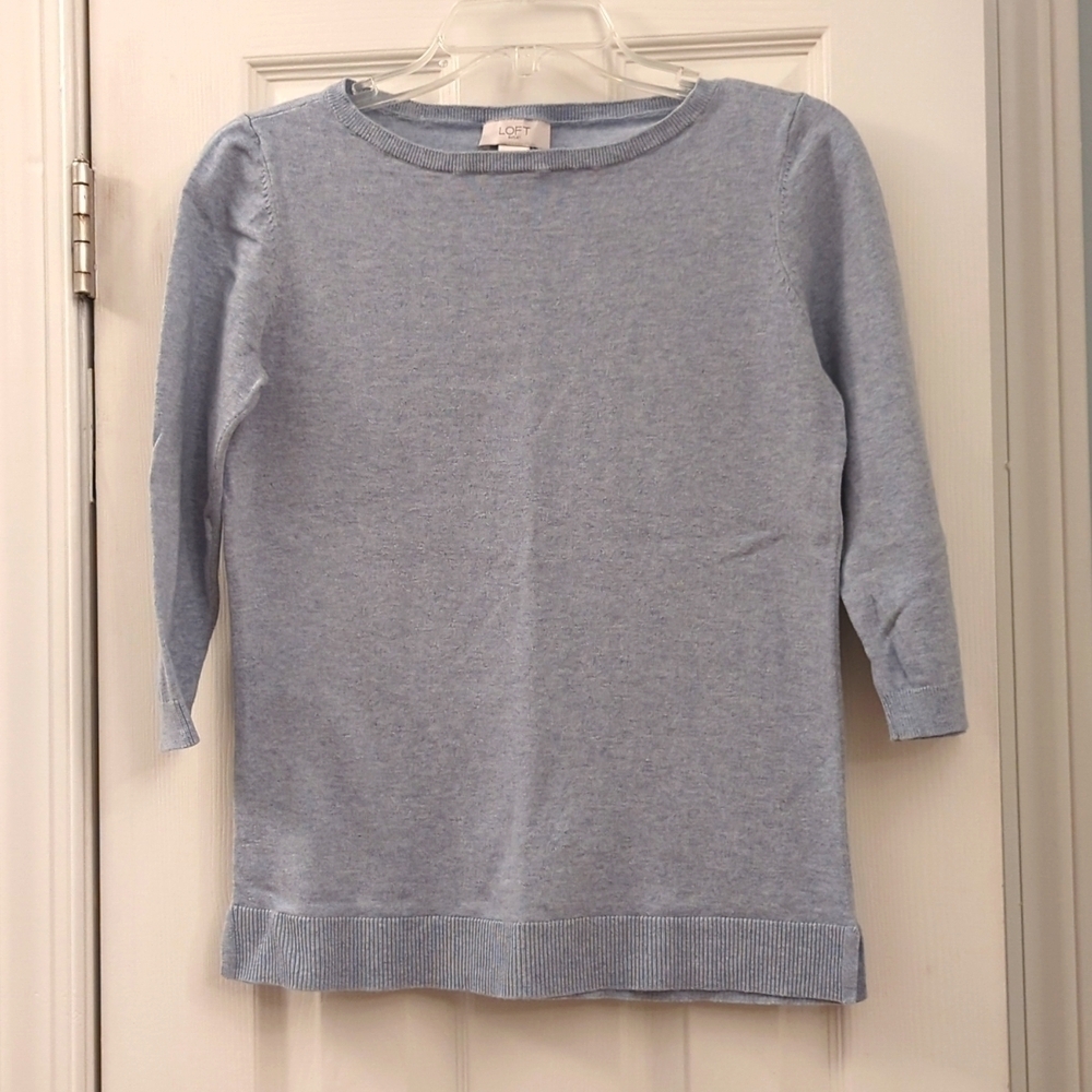 Loft Sweater Light Blue Size S Lightweight 100% Cotton